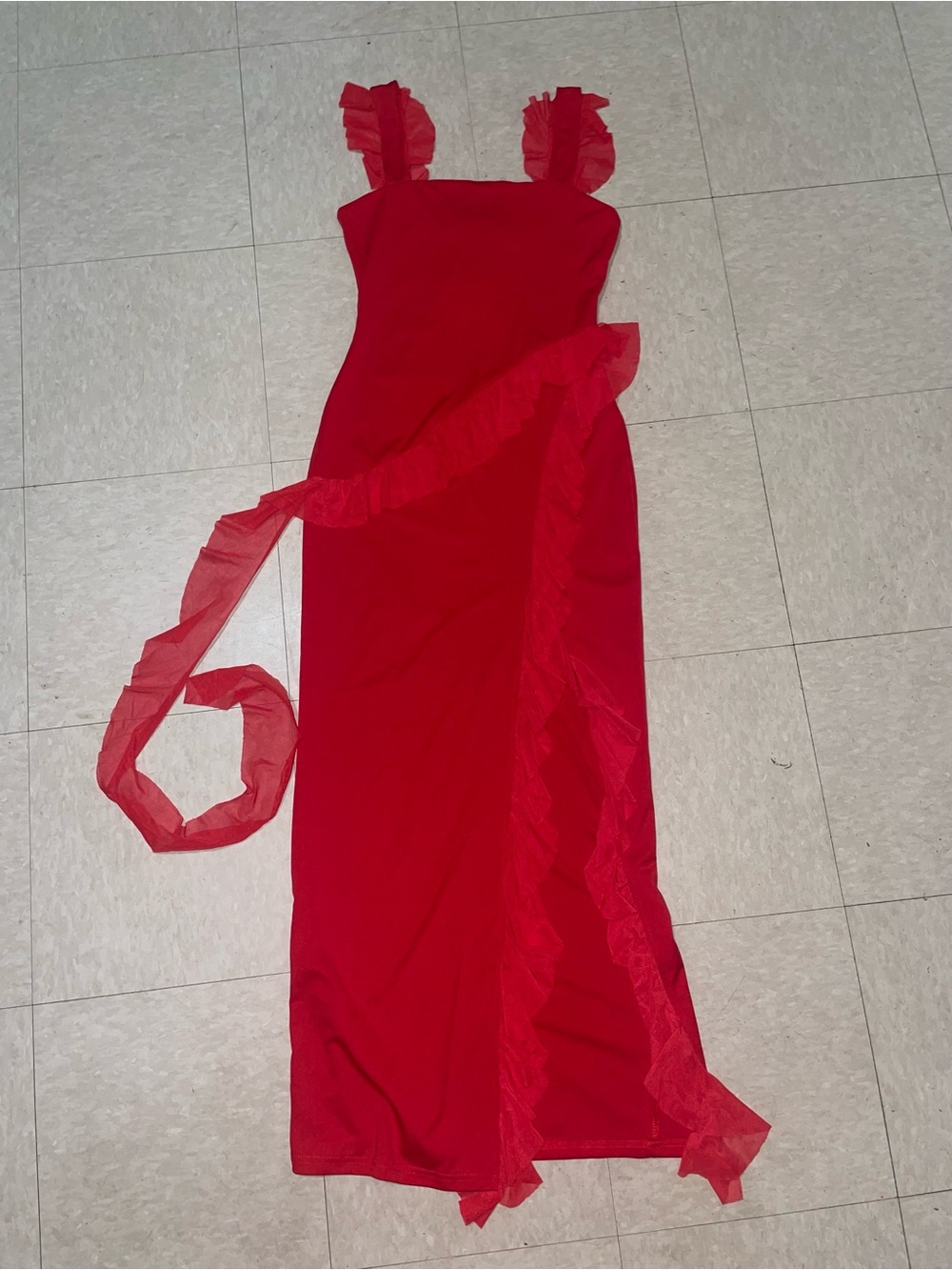Red High Slit Bodycon Dress